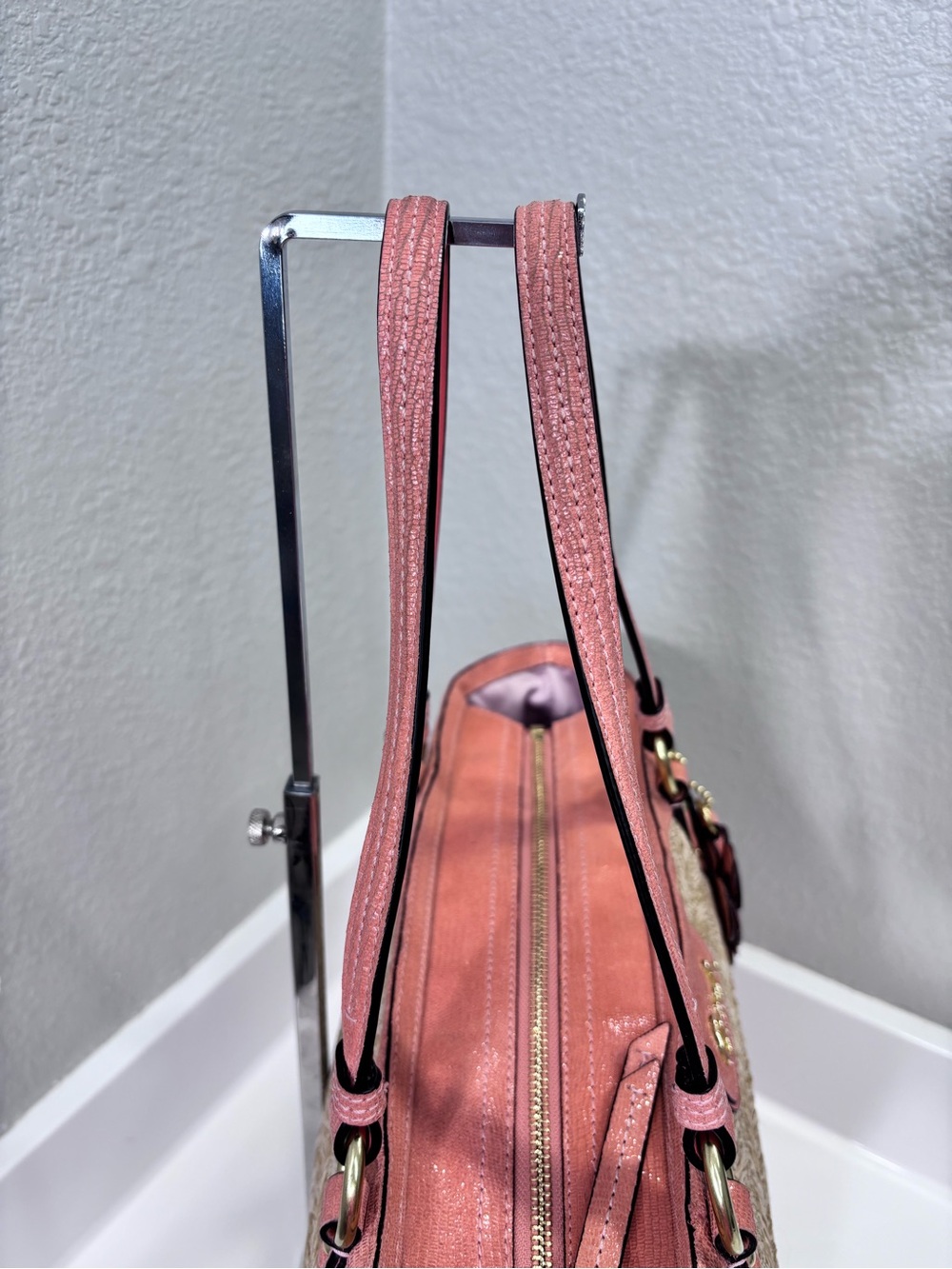Coach Alexandra Python Straw Tote - Picture 6 of 13